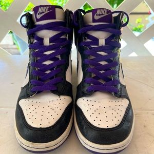 Nike Dunk Highs white varsity purple